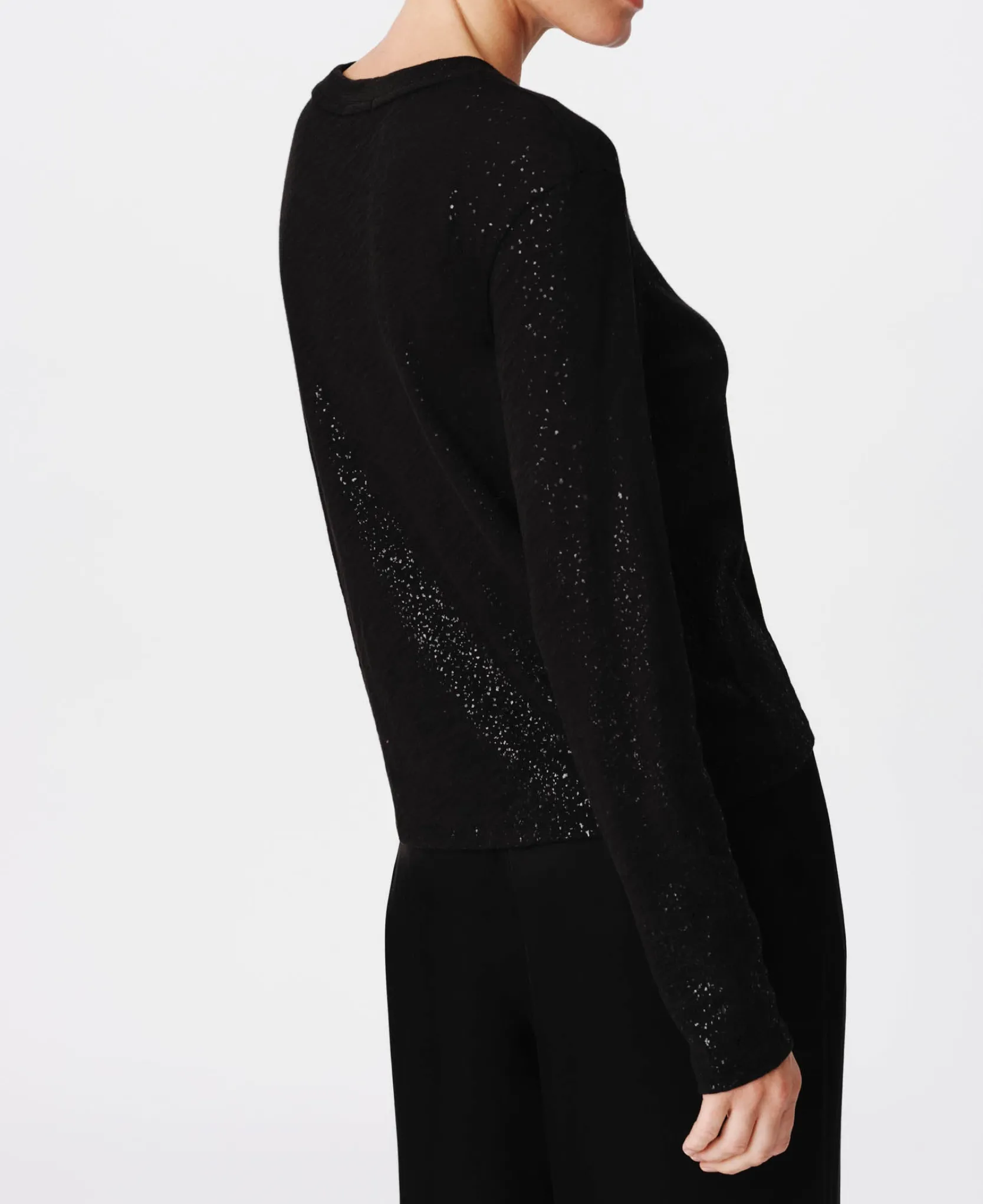 Slub Jersey With Foil Long Sleeve Crop Tee -|ATM Anthony Thomas Melillo Outlet