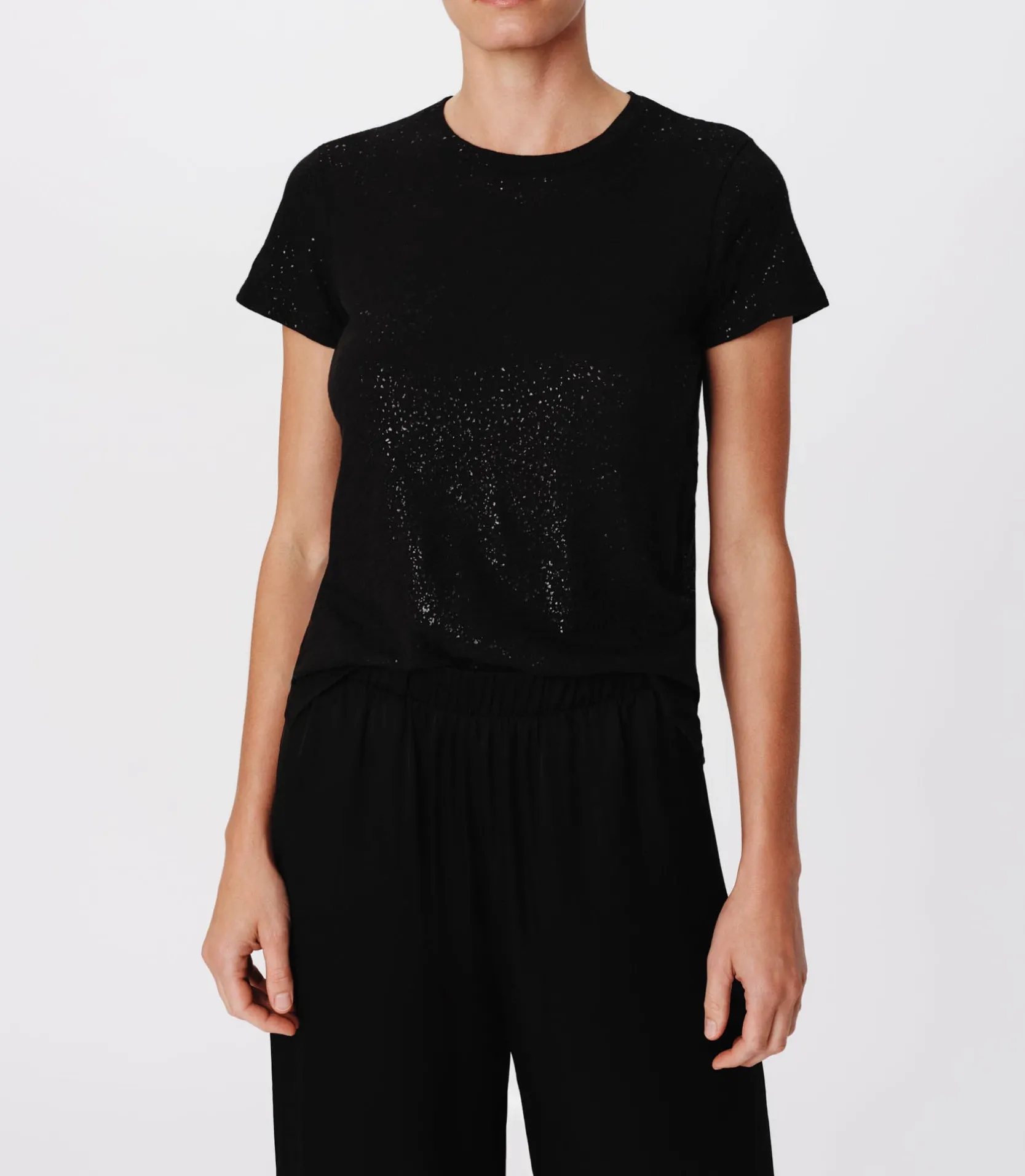 Slub Jersey With Foil Schoolboy Short Sleeve Crew Neck Tee -|ATM Anthony Thomas Melillo New