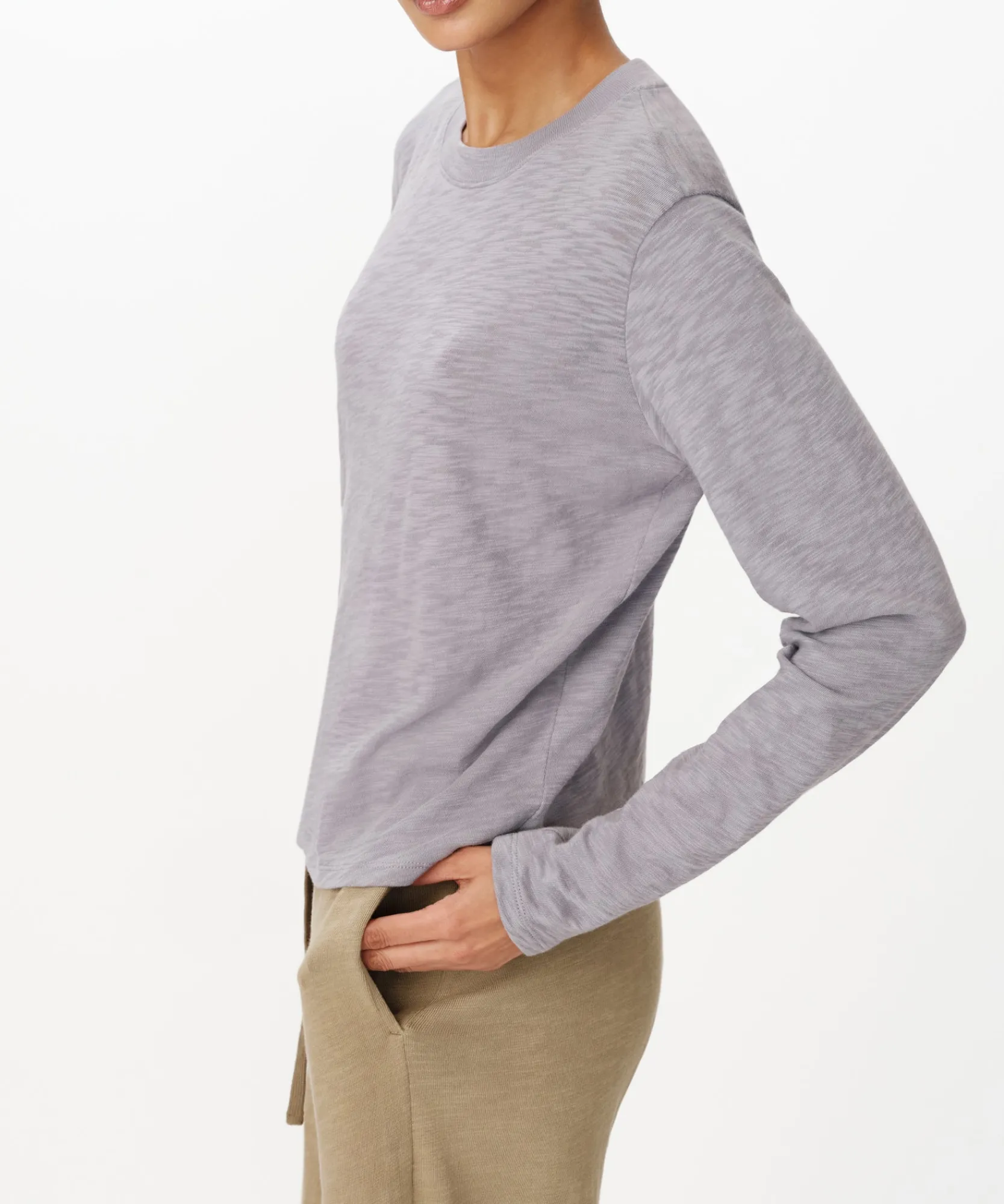 Slub Jersey Long Sleeve Crop Tee -|ATM Anthony Thomas Melillo Outlet