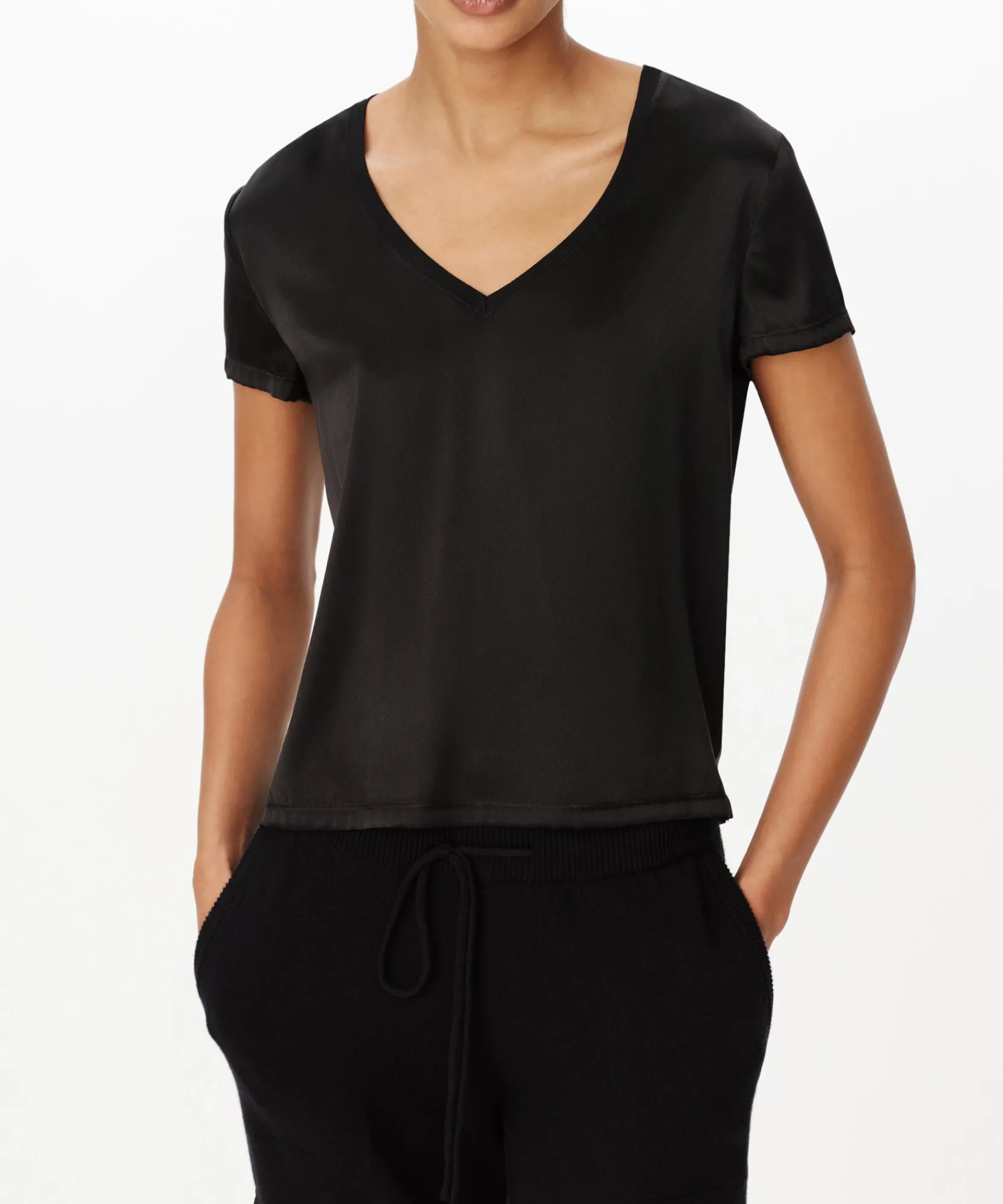 Stretch Charmeuse V-Neck Tee -|ATM Anthony Thomas Melillo Discount