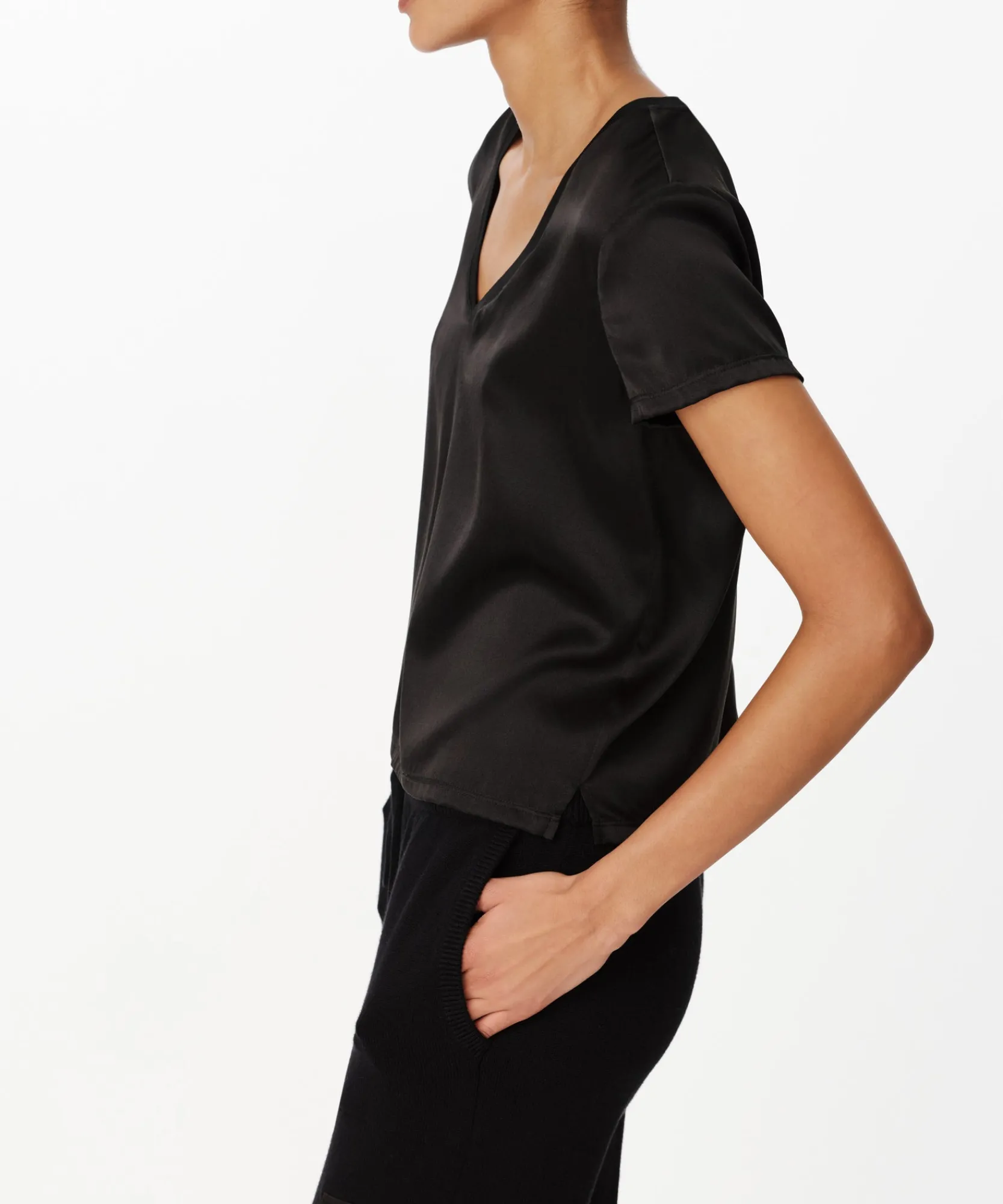 Stretch Charmeuse V-Neck Tee -|ATM Anthony Thomas Melillo Discount