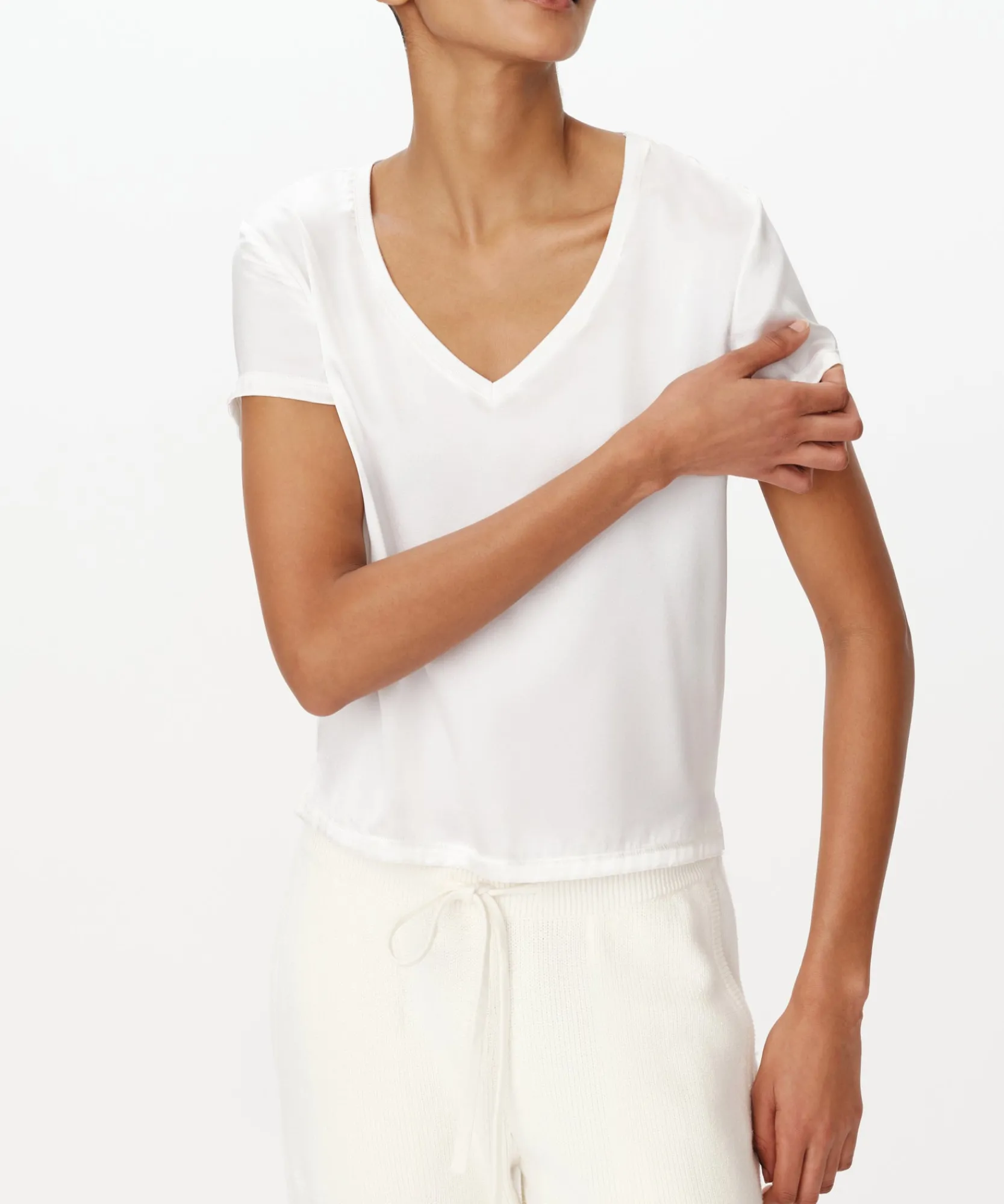 Stretch Charmeuse V-Neck Tee -|ATM Anthony Thomas Melillo Sale