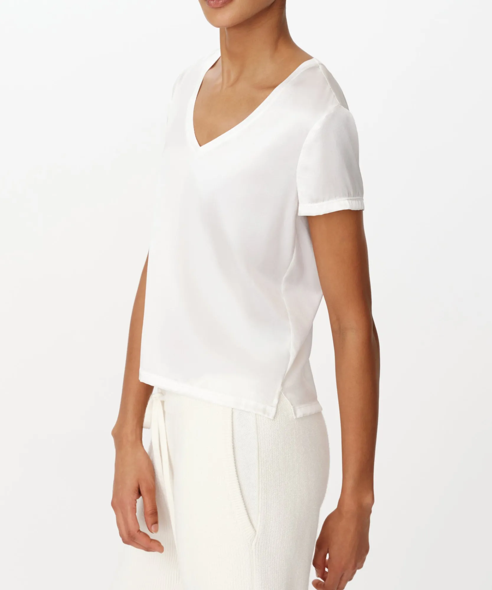 Stretch Charmeuse V-Neck Tee -|ATM Anthony Thomas Melillo Sale