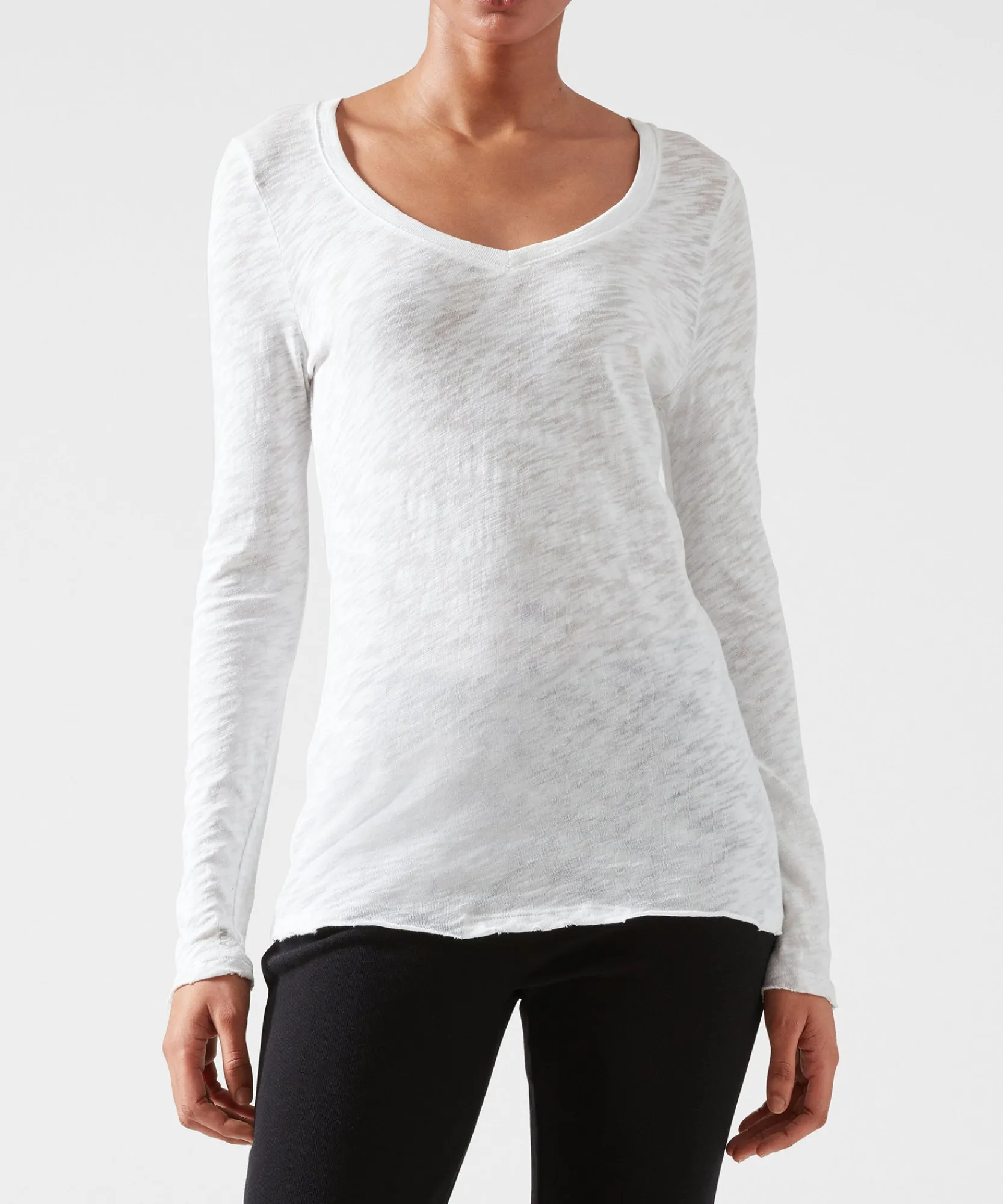 Slub Jersey Long Sleeve V-Neck Tee -|ATM Anthony Thomas Melillo Clearance