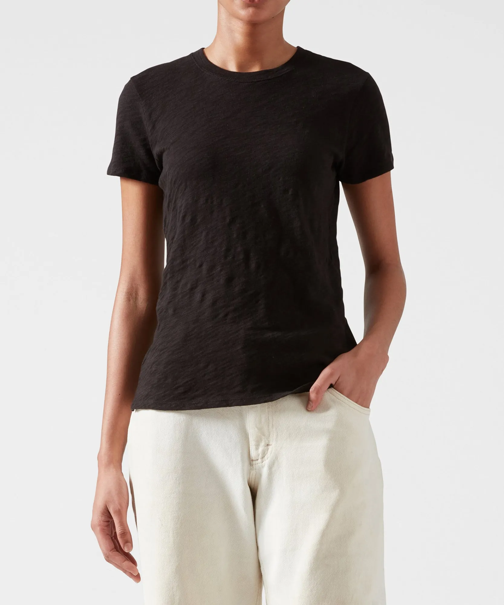 Slub Jersey Schoolboy Crew Neck Tee -|ATM Anthony Thomas Melillo Sale