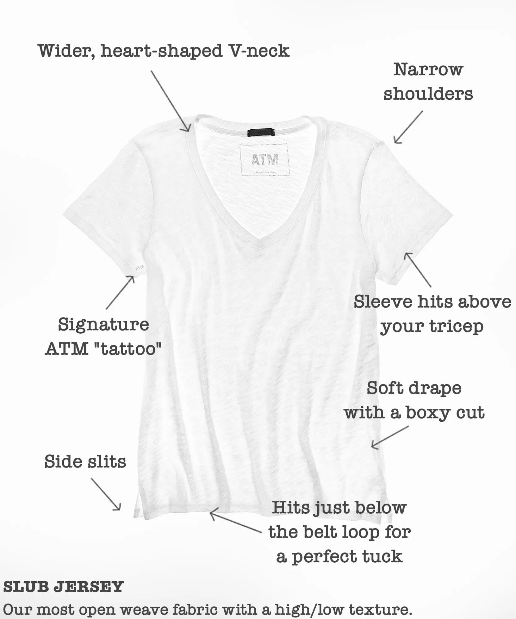 Slub Jersey Schoolboy V-Neck Tee -|ATM Anthony Thomas Melillo Hot