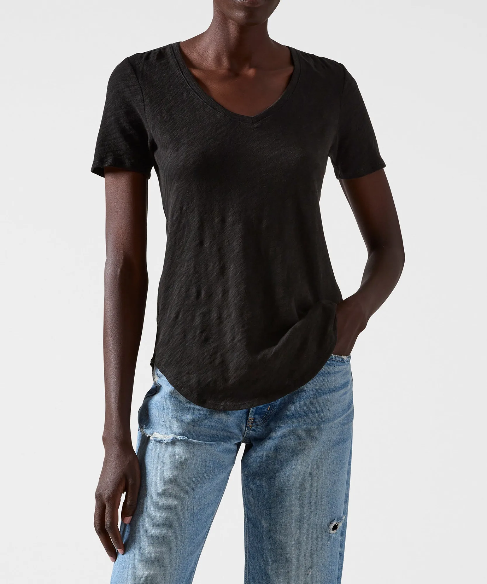 Slub Jersey Classic V-Neck Tee -|ATM Anthony Thomas Melillo New