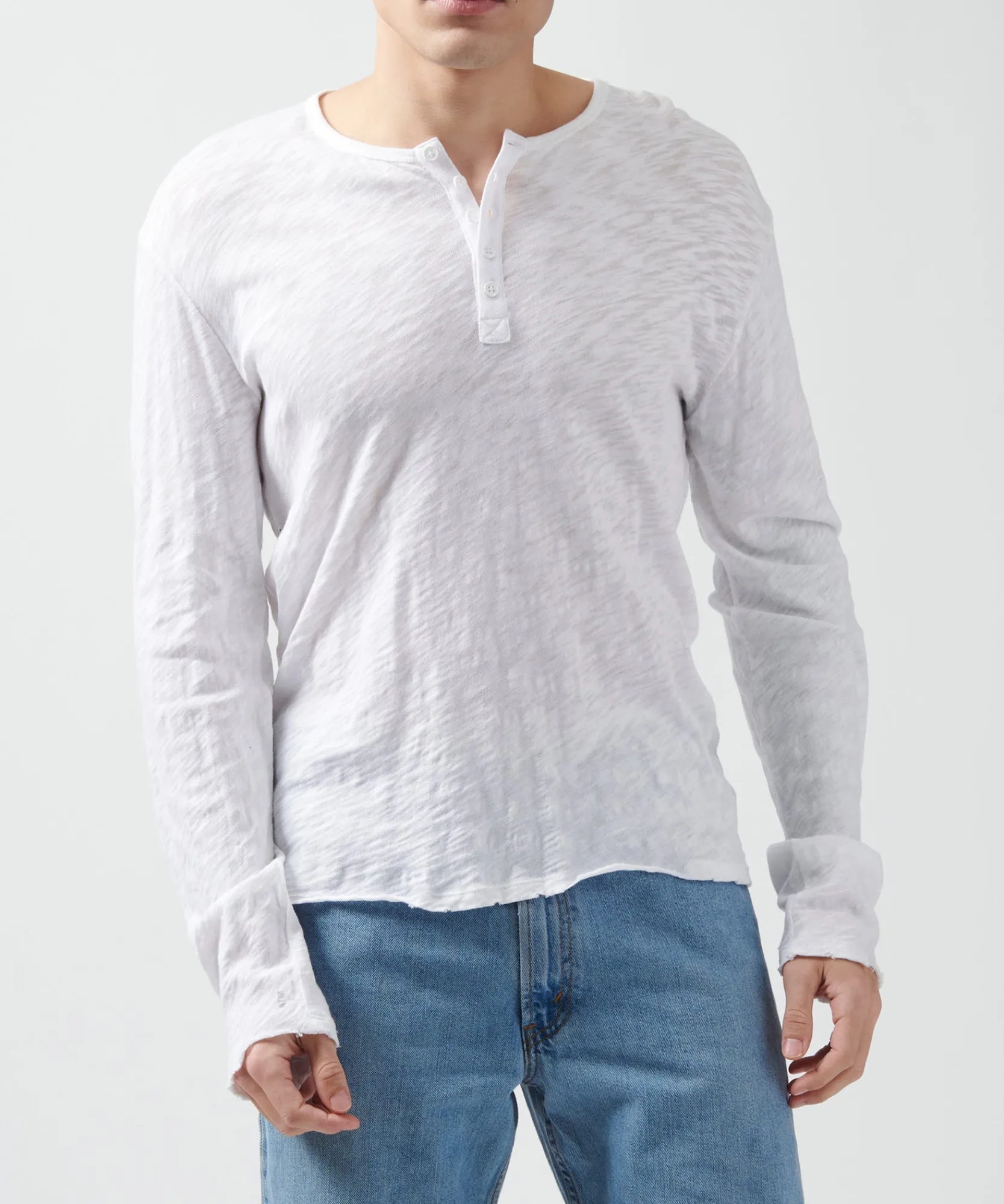 Slub Jersey Destroyed Wash Henley -|ATM Anthony Thomas Melillo Fashion