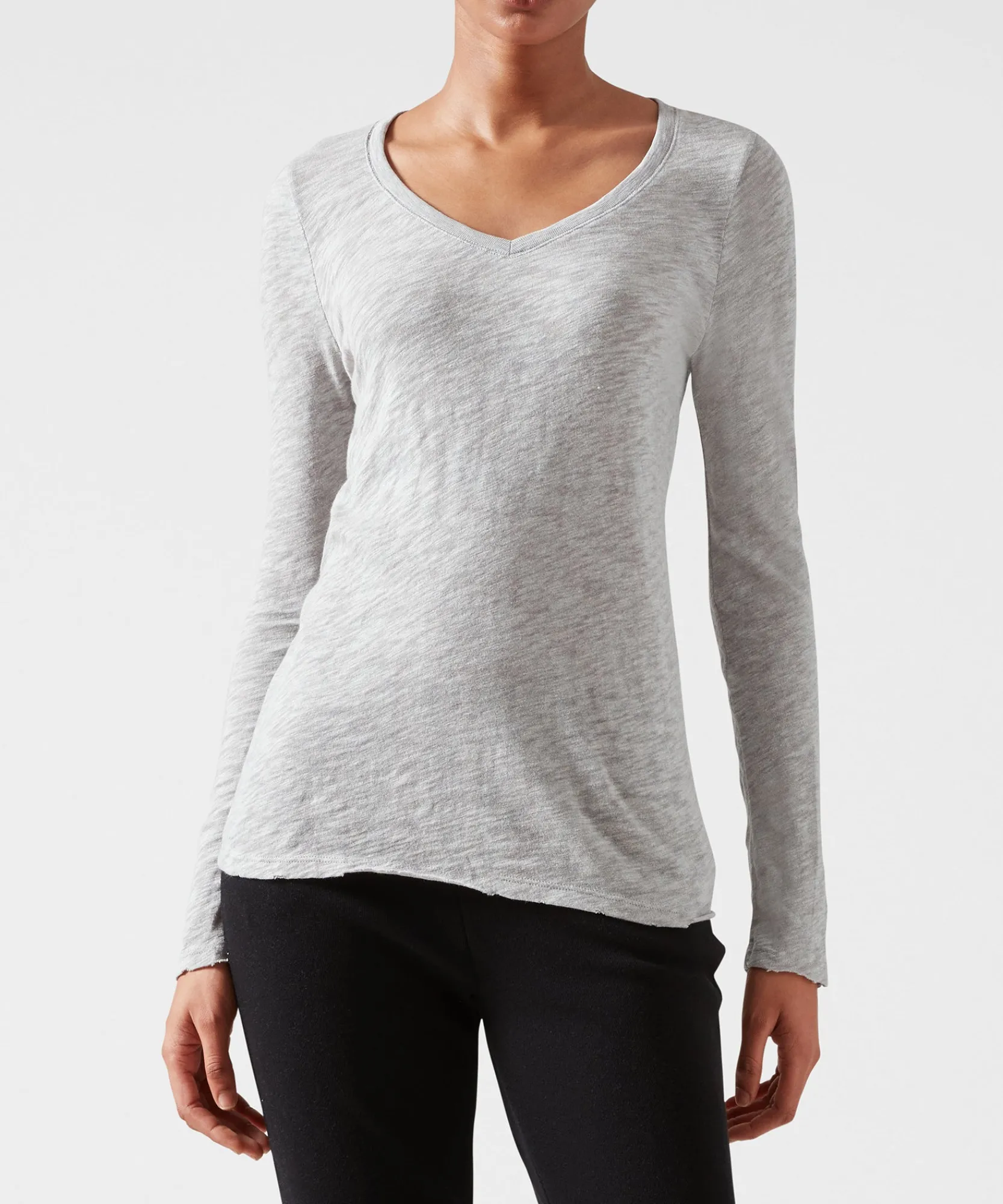Slub Jersey Long Sleeve V-Neck Tee -|ATM Anthony Thomas Melillo Outlet
